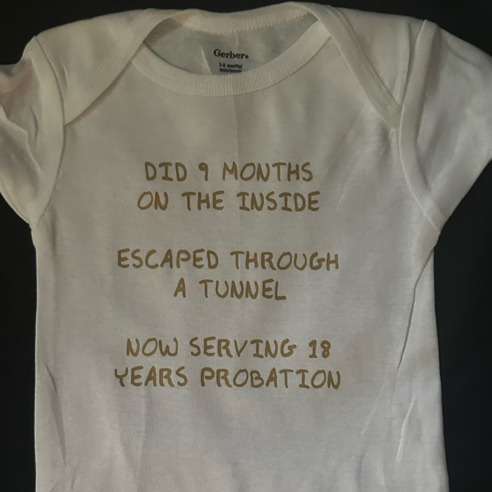 Gerber White Onesie with Gold Text